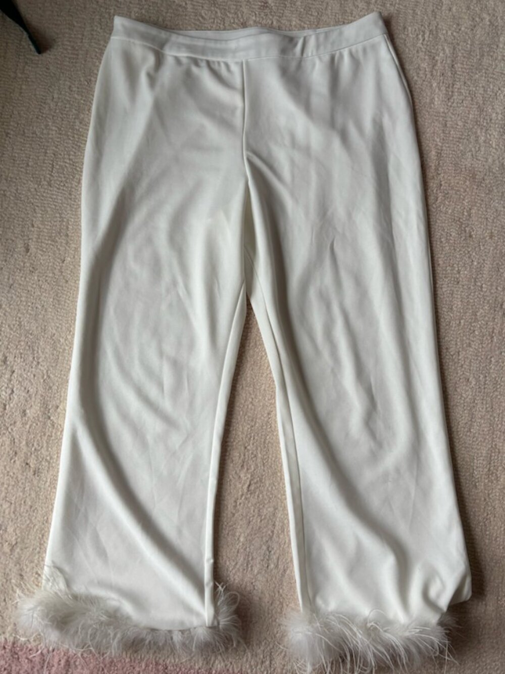 White Faux Feathery Pants Size 12